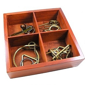 Wire Metal Puzzle Set of Four (Brass)